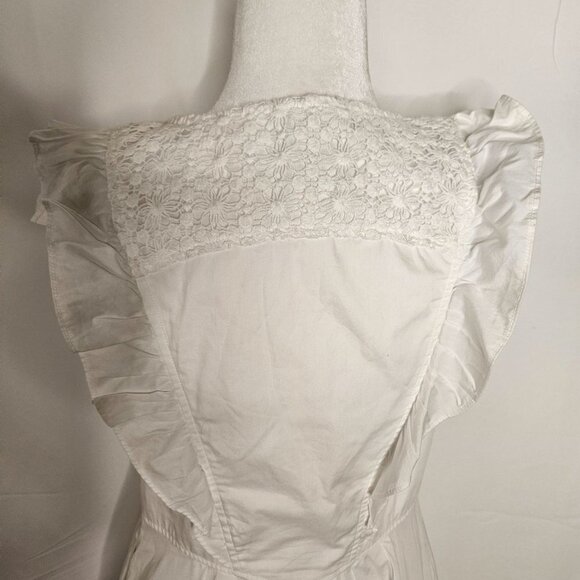 Free People Dress Medium Half Moon Embroidered White Ruffle Lace Cottagecore - Picture 7 of 13